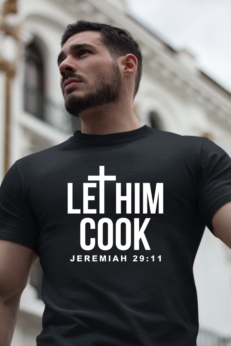 LET HIM COOK UNISEX TEE BLACK - Corporate Amerika Collection
