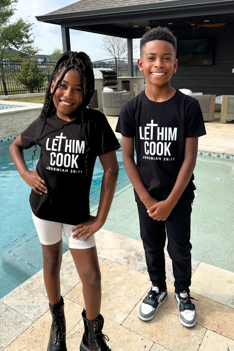 LET HIM COOK YOUTH TEE BLACK - Corporate Amerika Collection