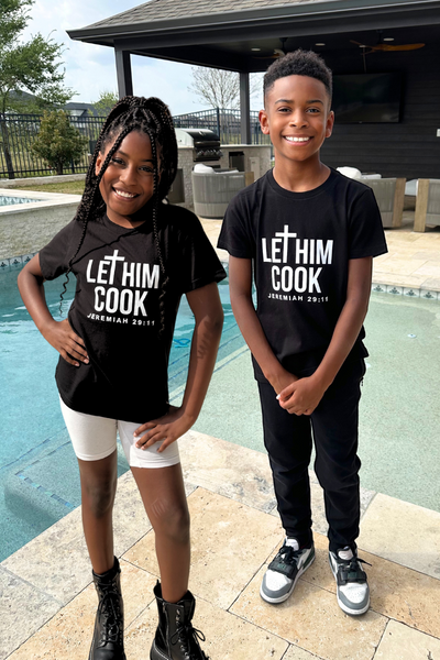 LET HIM COOK YOUTH TEE BLACK - Corporate Amerika Collection